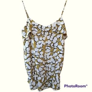 GAP Floral Camisole Tank Blouse Sz M black white olive gold